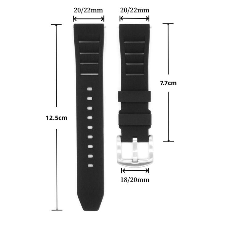 xDfind Silver Buckle Quick Release Silicone Watch Band, 20mm