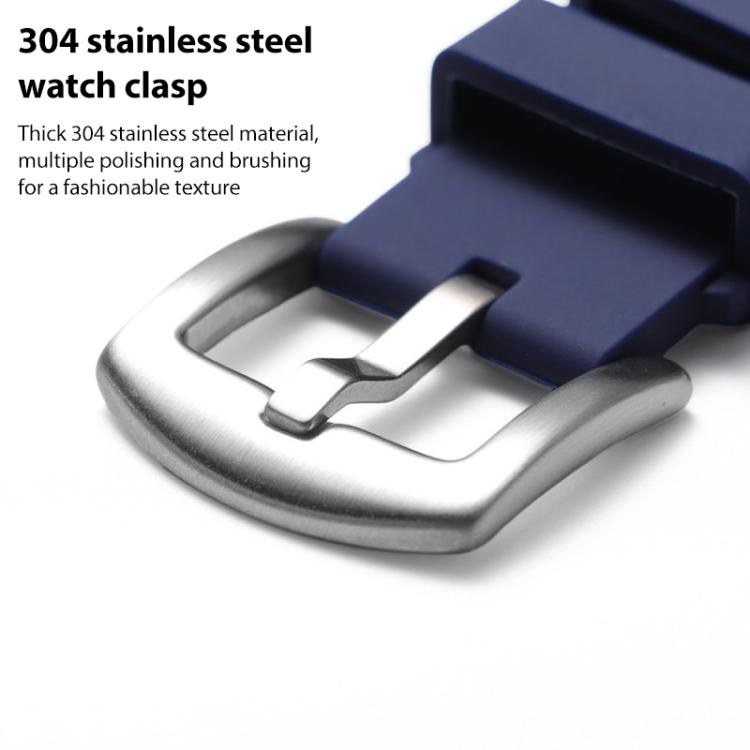 xDfind Silver Buckle Quick Release Silicone Watch Band, 22mm