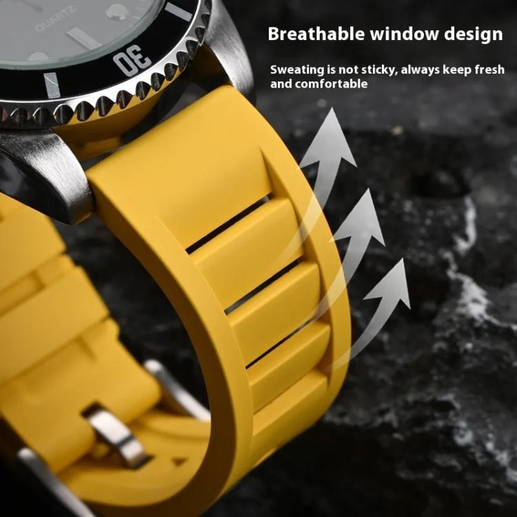 xDfind Silver Buckle Quick Release Silicone Watch Band, 20mm