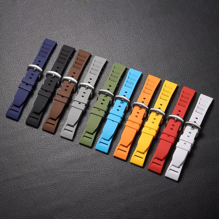 xDfind Silver Buckle Quick Release Silicone Watch Band, 20mm