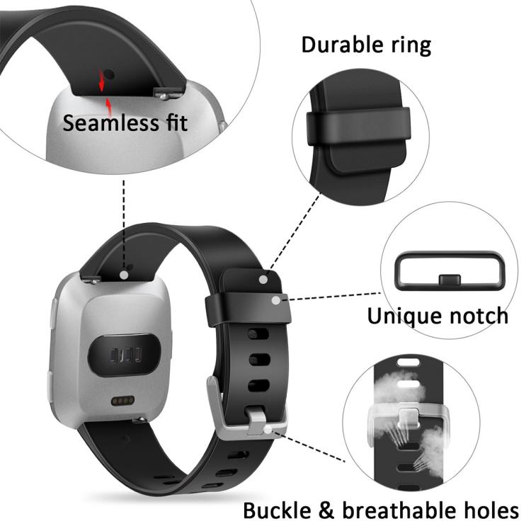 For Fitbit Versa 2 / Versa / Versa Lite xDfind Flat Holes Solid Color Silicone Watch Band