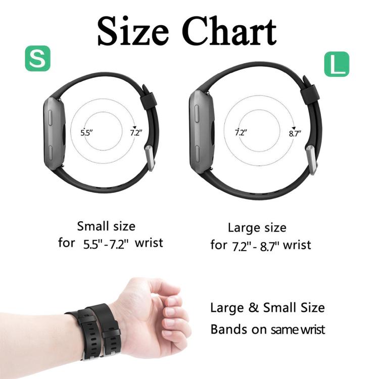 For Fitbit Versa 2 / Versa / Versa Lite xDfind Flat Holes Solid Color Silicone Watch Band, S