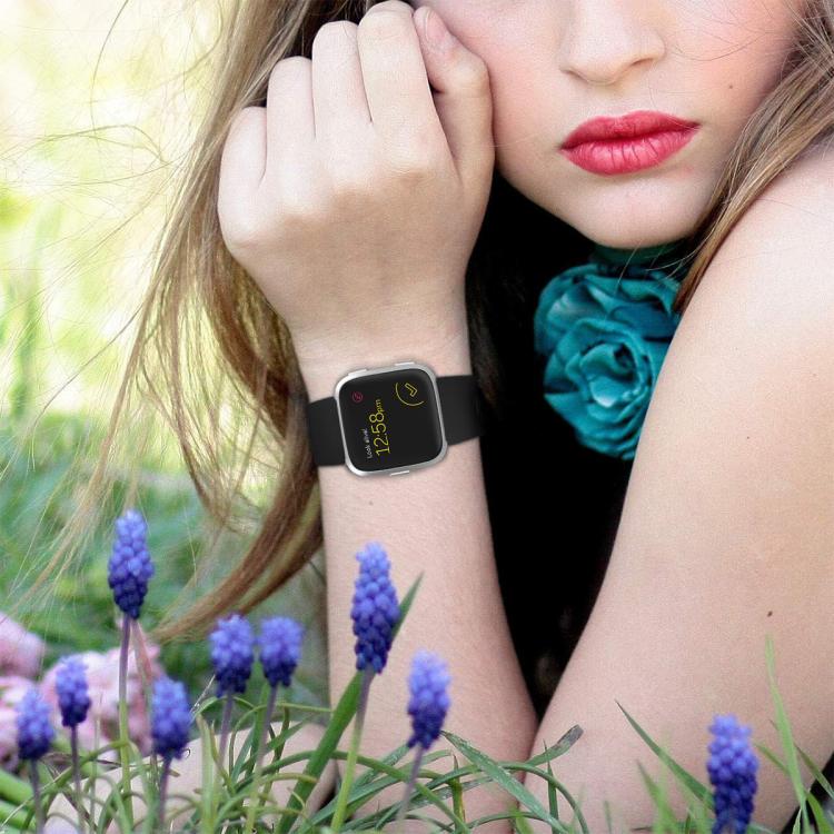 For Fitbit Versa 2 / Versa / Versa Lite xDfind Flat Holes Solid Color Silicone Watch Band