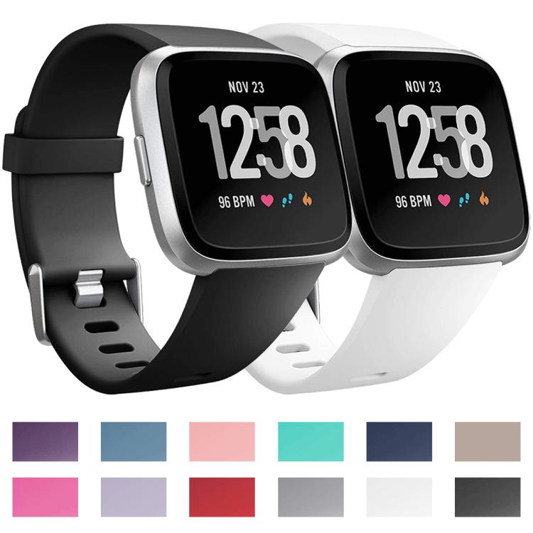 For Fitbit Versa 2 / Versa / Versa Lite xDfind Flat Holes Solid Color Silicone Watch Band, L