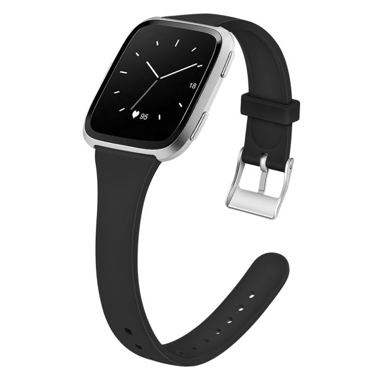 For Fitbit Versa 2 / Versa / Versa Lite xDfind Silver Buckle Slim Solid Color Silicone Watch Band
