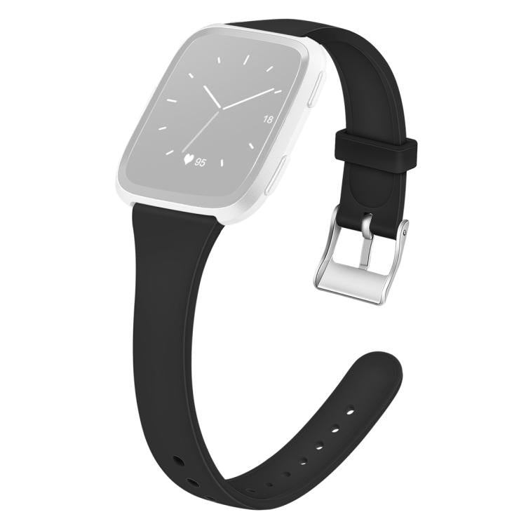 For Fitbit Versa 2 / Versa / Versa Lite xDfind Silver Buckle Slim Solid Color Silicone Watch Band, S