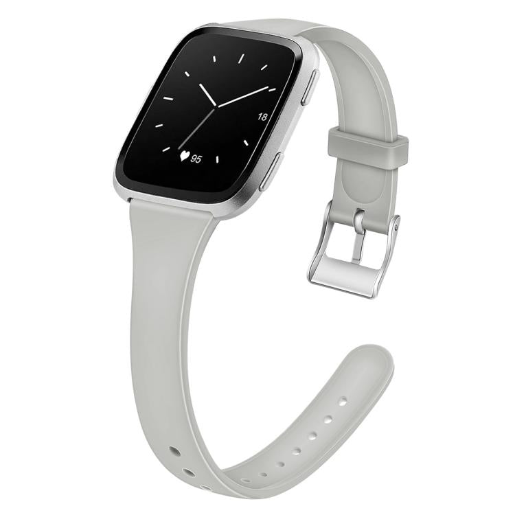 For Fitbit Versa 2 / Versa / Versa Lite xDfind Silver Buckle Slim Solid Color Silicone Watch Band, S