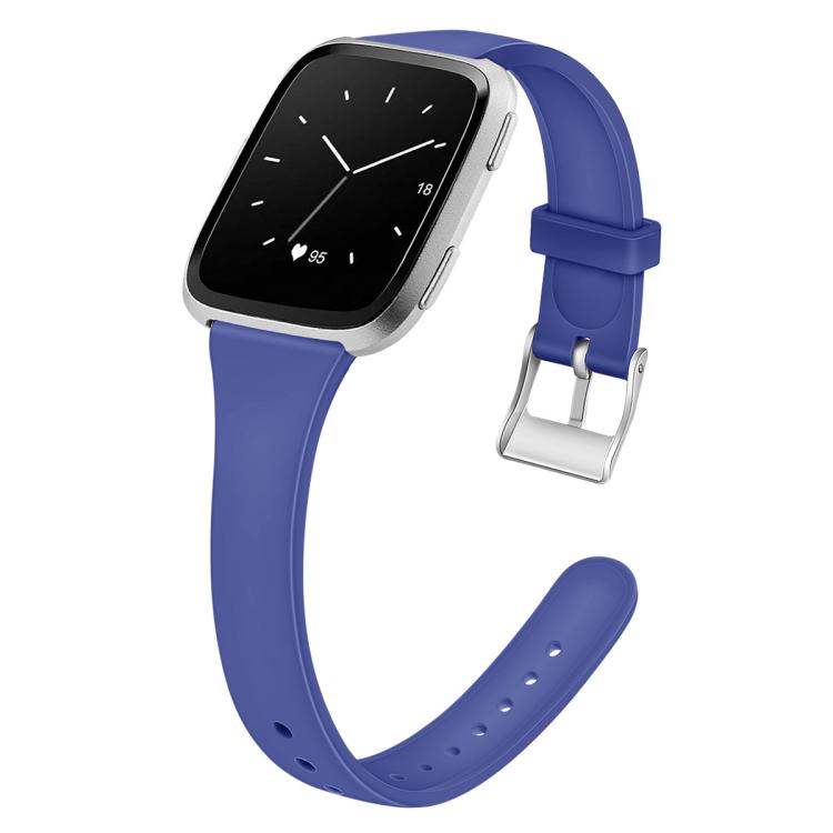 For Fitbit Versa 2 / Versa / Versa Lite xDfind Silver Buckle Slim Solid Color Silicone Watch Band, S