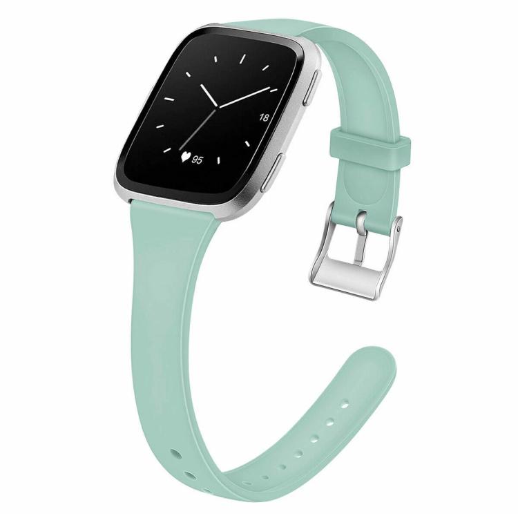 For Fitbit Versa 2 / Versa / Versa Lite xDfind Silver Buckle Slim Solid Color Silicone Watch Band, S