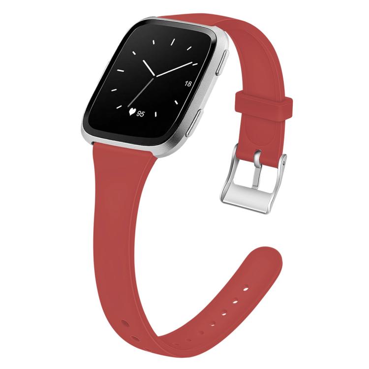 For Fitbit Versa 2 / Versa / Versa Lite xDfind Silver Buckle Slim Solid Color Silicone Watch Band