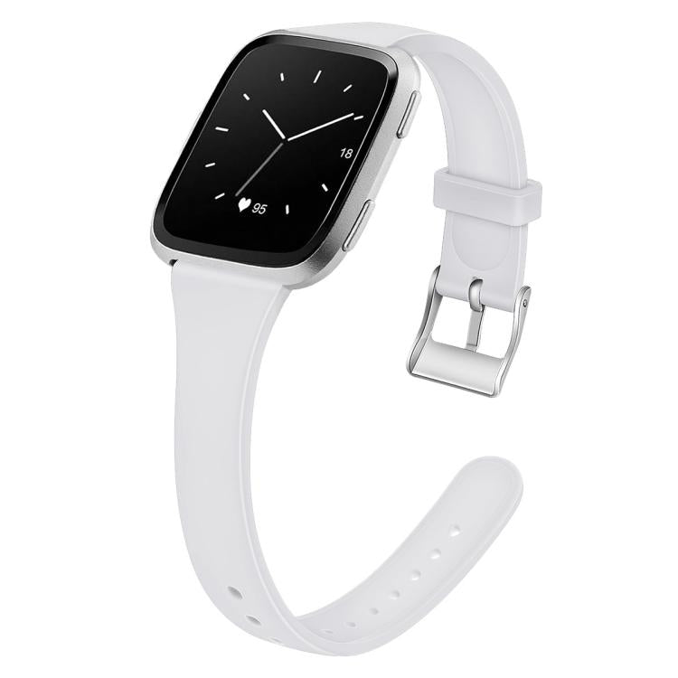For Fitbit Versa 2 / Versa / Versa Lite xDfind Silver Buckle Slim Solid Color Silicone Watch Band