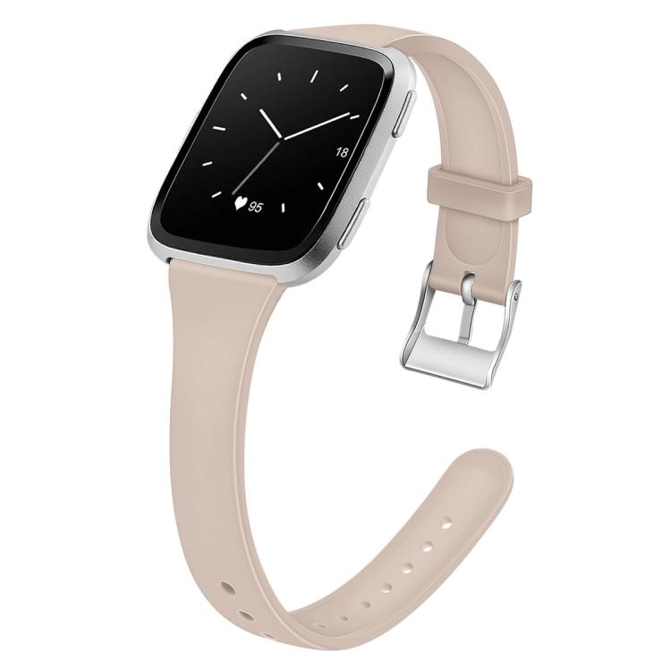 For Fitbit Versa 2 / Versa / Versa Lite xDfind Silver Buckle Slim Solid Color Silicone Watch Band