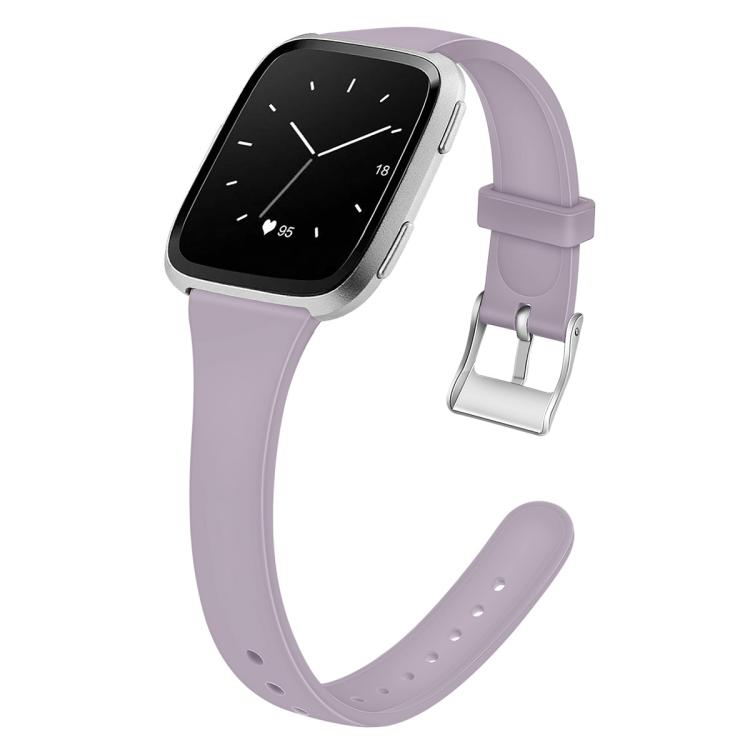 For Fitbit Versa 2 / Versa / Versa Lite xDfind Silver Buckle Slim Solid Color Silicone Watch Band