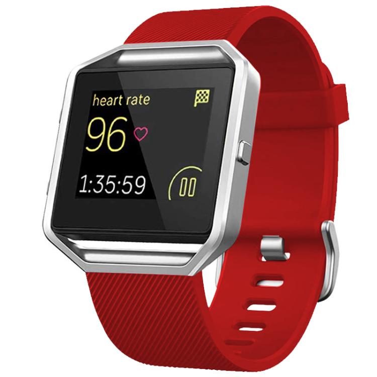 For Fitbit Blaze xDfind Steel Buckle Diagonal Texture Solid Color Silicone Watch Band, L