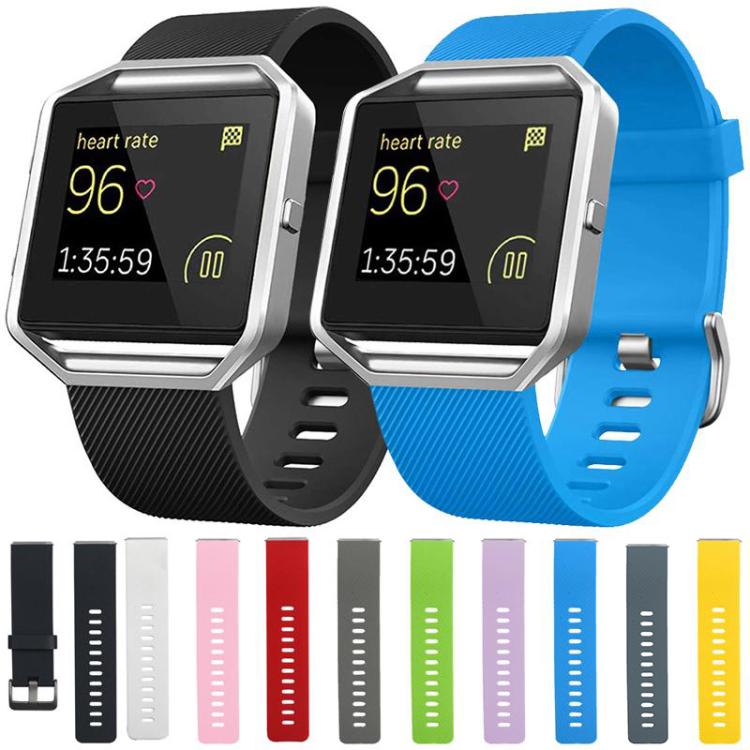 For Fitbit Blaze xDfind Steel Buckle Diagonal Texture Solid Color Silicone Watch Band, L
