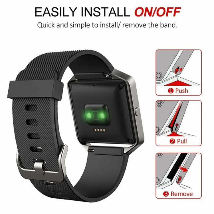 For Fitbit Blaze xDfind Steel Buckle Diagonal Texture Solid Color Silicone Watch Band, L