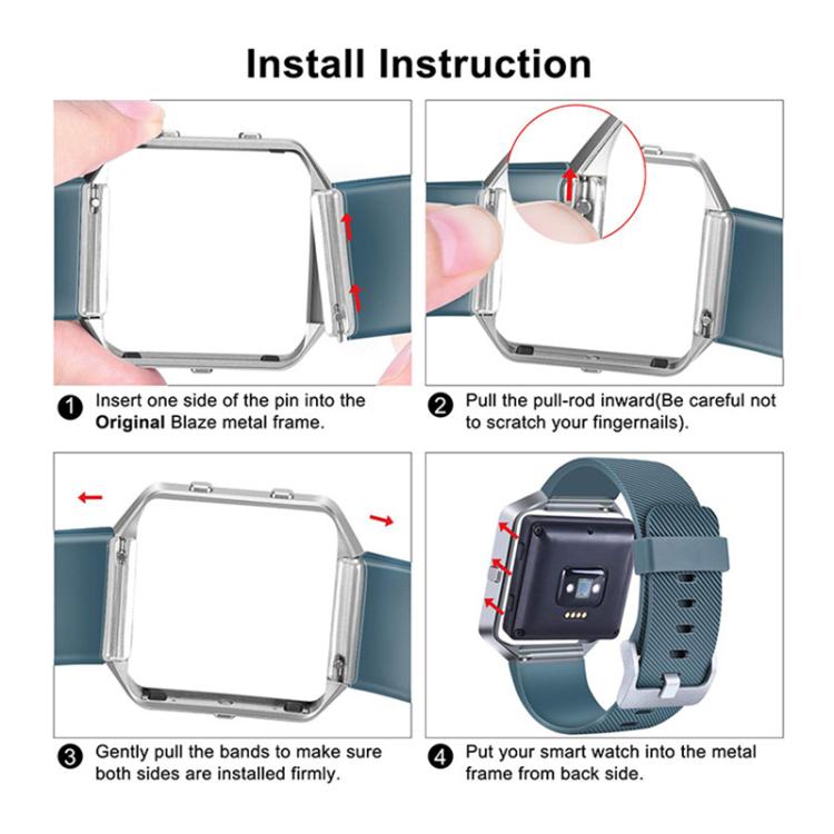 For Fitbit Blaze xDfind Steel Buckle Diagonal Texture Solid Color Silicone Watch Band, L