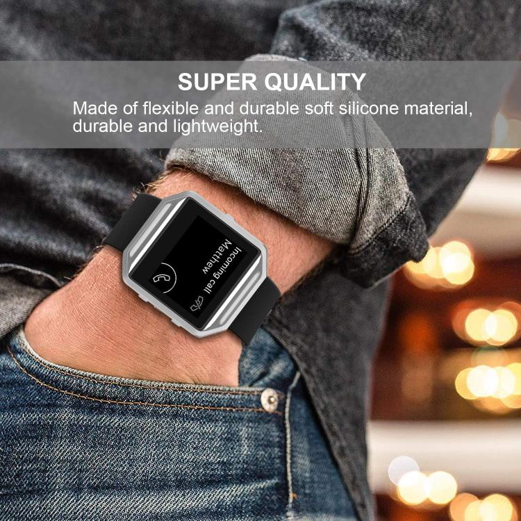 For Fitbit Blaze xDfind Steel Buckle Diagonal Texture Solid Color Silicone Watch Band, L