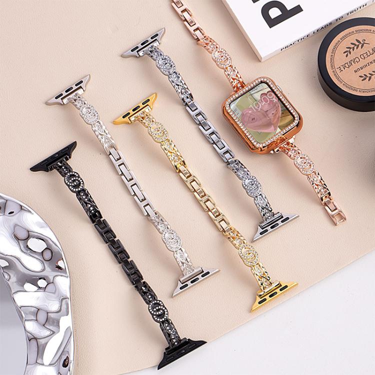 xDfind Thin Bracelet Diamond Metal Stainless Steel Watch Band, For Apple Watch 42 / 44 / 45 / 46 / 49mm