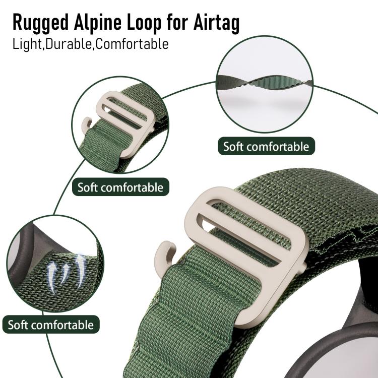 xDfind Silver Buckle Loop Nylon Band Style Anti-lost Tracker Protective Cover, For AirTag 2nd Gen / AirTag 1st Gen
