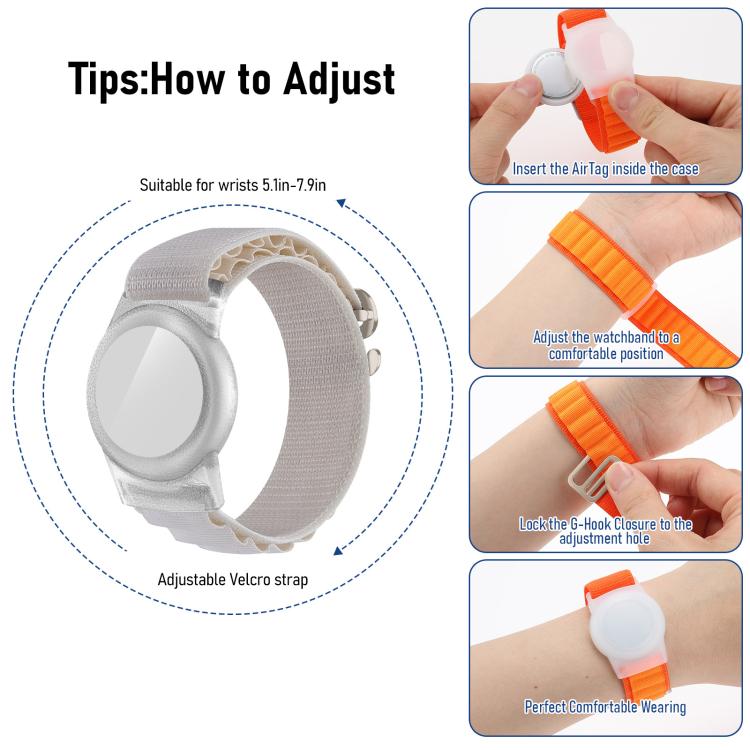 xDfind Silver Buckle Loop Nylon Band Style Anti-lost Tracker Protective Cover, For AirTag 2nd Gen / AirTag 1st Gen