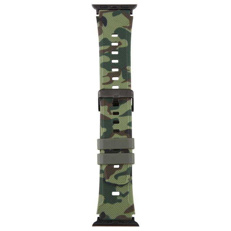 xDfind Black Connector Camouflage Print Silicone Watch Band, For Apple Watch 42 / 44 / 45 / 46 / 49mm, For Apple Watch 38 / 40 / 41 / S10 42mm