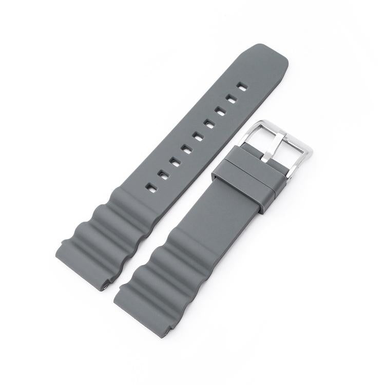 xDfind Silver Buckle Silicone Watch Band, 20mm