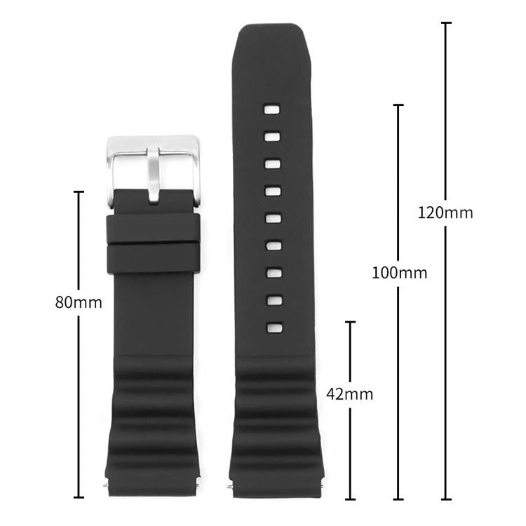 xDfind Silver Buckle Silicone Watch Band, 20mm