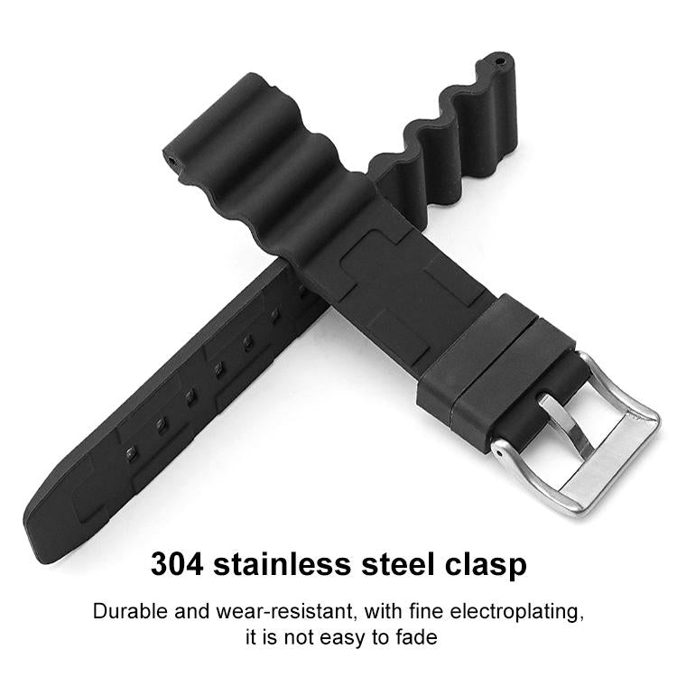 xDfind Silver Buckle Silicone Watch Band, 22mm