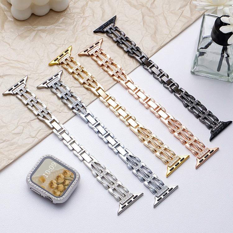xDfind Flowing Swirls Diamond Metal Watch Band, For Apple Watch 42 / 44 / 45 / 46 / 49mm