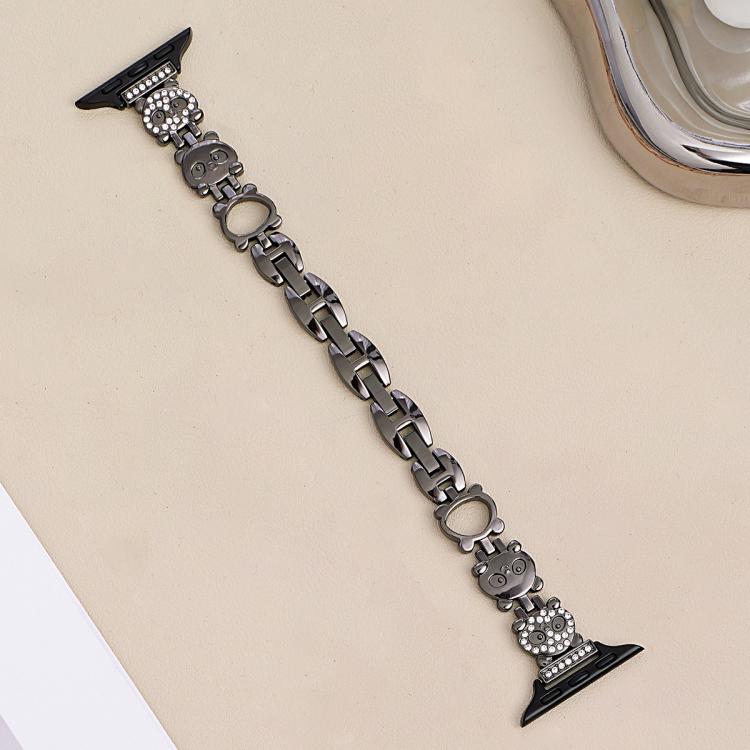 xDfind Red Panda Shaped Diamond Metal Watch Band, For Apple Watch 42 / 44 / 45 / 46 / 49mm