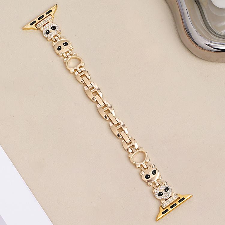 xDfind Red Panda Shaped Diamond Metal Watch Band, For Apple Watch 42 / 44 / 45 / 46 / 49mm