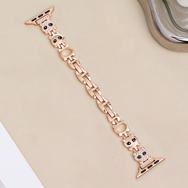 xDfind Red Panda Shaped Diamond Metal Watch Band, For Apple Watch 42 / 44 / 45 / 46 / 49mm