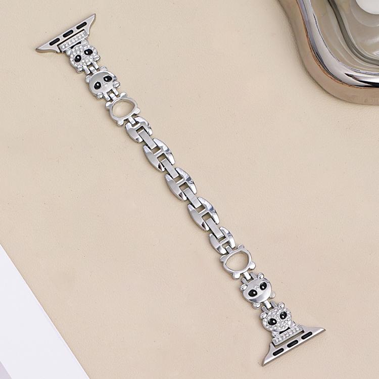 xDfind Red Panda Shaped Diamond Metal Watch Band, For Apple Watch 42 / 44 / 45 / 46 / 49mm