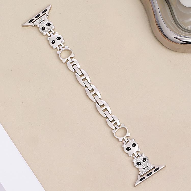 xDfind Red Panda Shaped Diamond Metal Watch Band, For Apple Watch 42 / 44 / 45 / 46 / 49mm