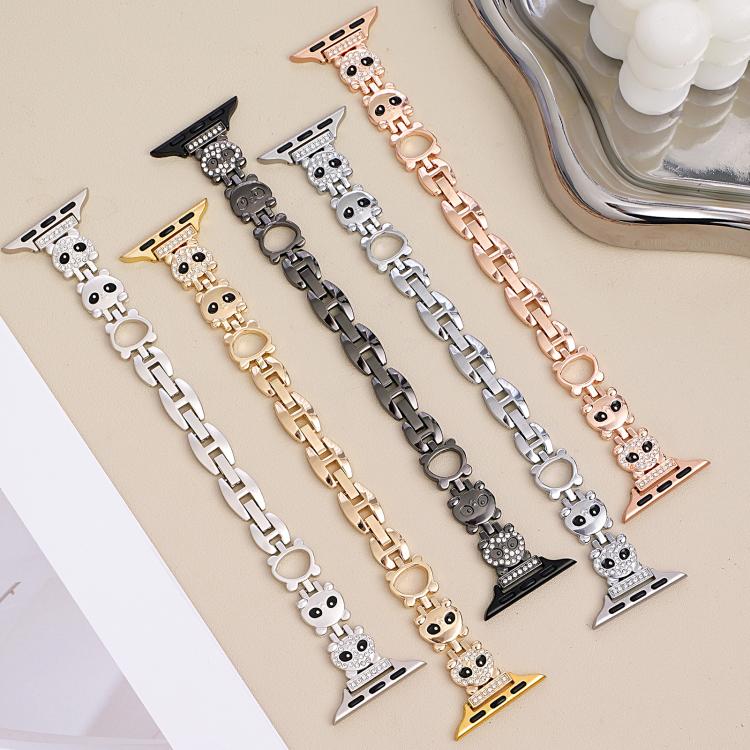 xDfind Red Panda Shaped Diamond Metal Watch Band, For Apple Watch 42 / 44 / 45 / 46 / 49mm