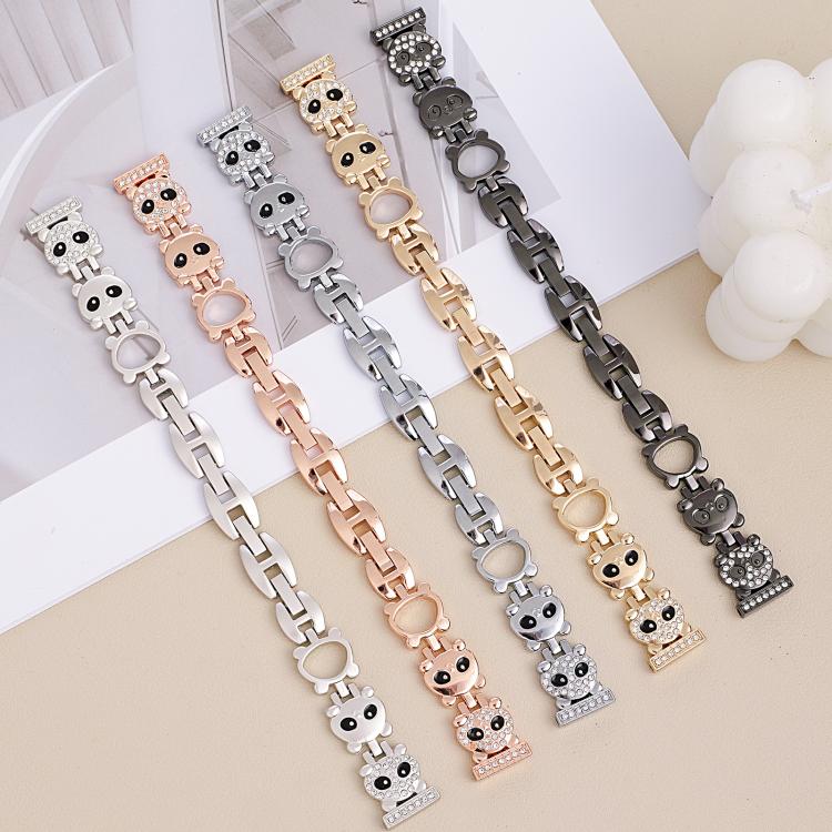 xDfind Red Panda Shaped Diamond Metal Watch Band, For Apple Watch 42 / 44 / 45 / 46 / 49mm