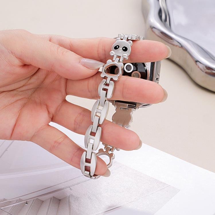 xDfind Red Panda Shaped Diamond Metal Watch Band, For Apple Watch 42 / 44 / 45 / 46 / 49mm
