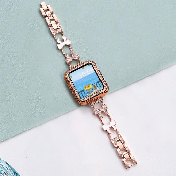 xDfind Bowknot Chain Bracelet Diamond Metal Watch Band, For Apple Watch 42 / 44 / 45 / 46 / 49mm