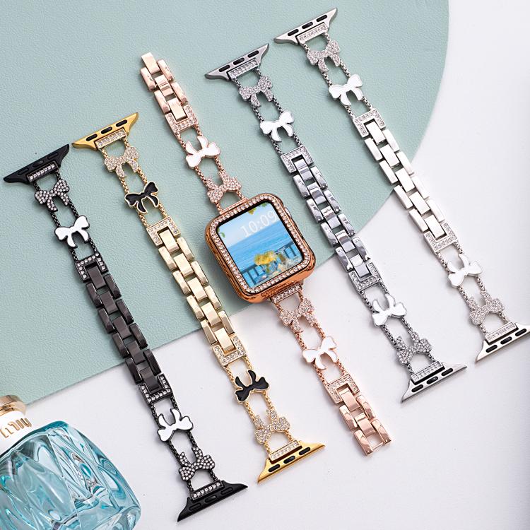 xDfind Bowknot Chain Bracelet Diamond Metal Watch Band, For Apple Watch 42 / 44 / 45 / 46 / 49mm