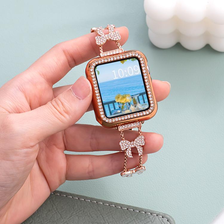 xDfind Bowknot Chain Bracelet Diamond Metal Watch Band, For Apple Watch 42 / 44 / 45 / 46 / 49mm