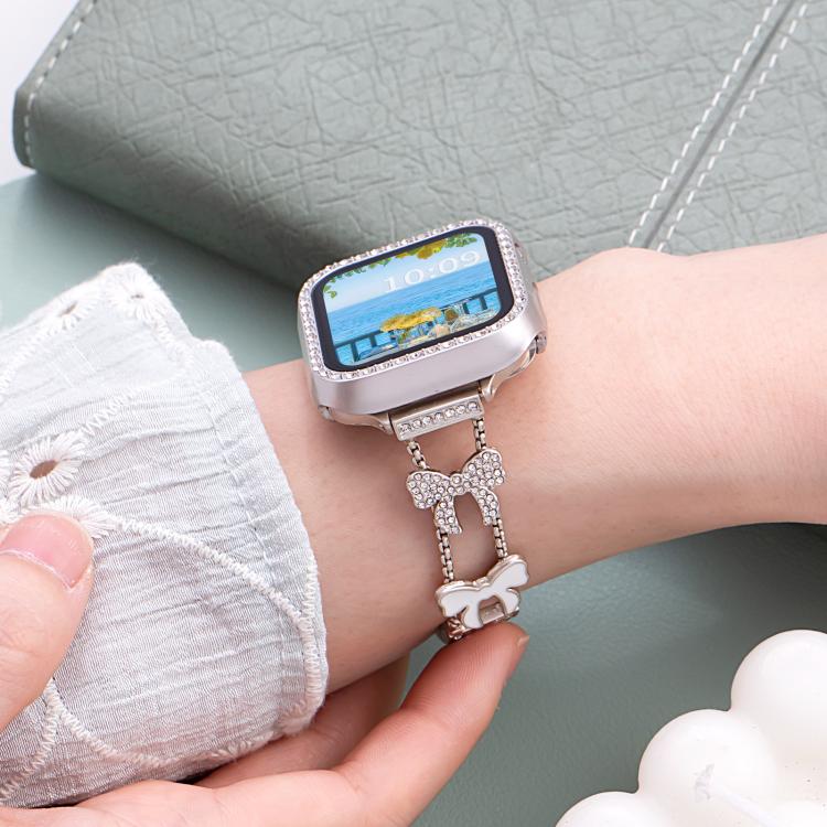 xDfind Bowknot Chain Bracelet Diamond Metal Watch Band, For Apple Watch 42 / 44 / 45 / 46 / 49mm