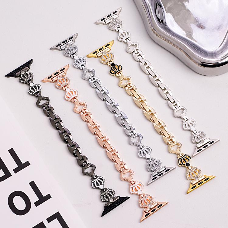 xDfind Crown Chain Bracelet Diamond Metal Watch Band, For Apple Watch 42 / 44 / 45 / 46 / 49mm