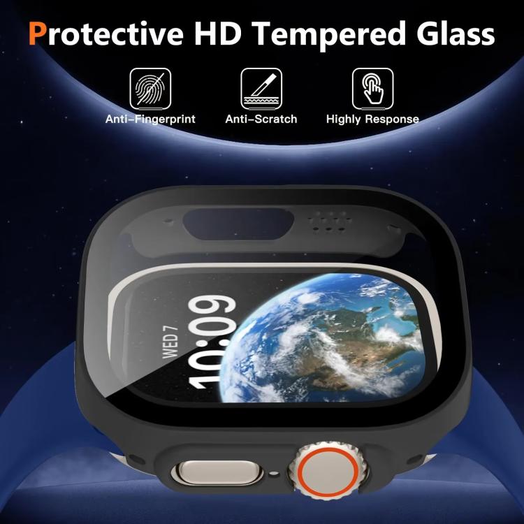 xDfind Tempered Glass Film Integrated PC Watch Cover, For Apple Watch Series 9 / 8 / 7 45mm