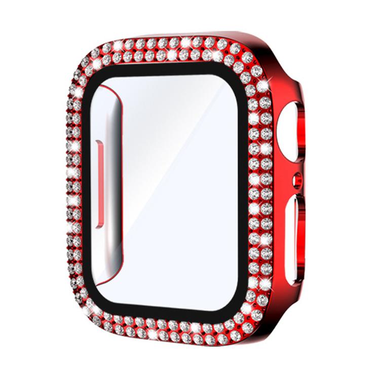xDfind Double Row Diamond Tempered Glass Film Integrated PC Watch Cover, For Apple Watch Series 11 42mm / 10 42mm