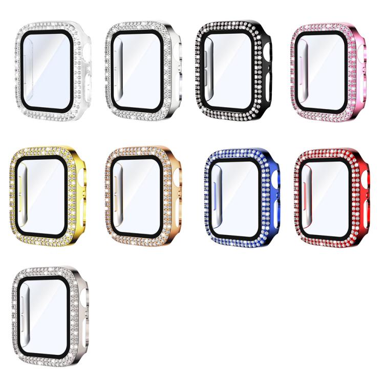 xDfind Double Row Diamond Tempered Glass Film Integrated PC Watch Cover, For Apple Watch Series 9 / 8 / 7 41mm