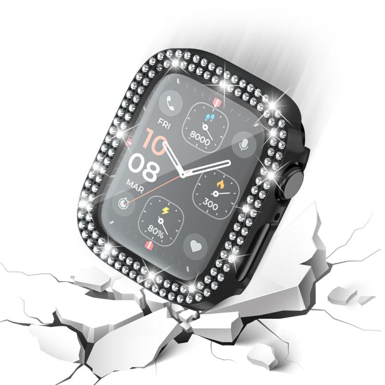 xDfind Double Row Diamond Tempered Glass Film Integrated PC Watch Cover, For Apple Watch Series 6 / 5 / 4 / SE 40mm