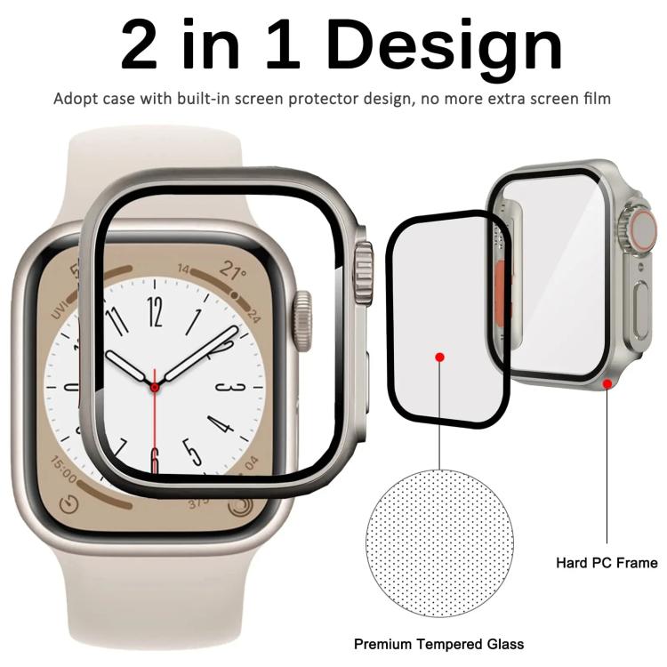 xDfind Change to Ultra 49mm Tempered Glass Film Integrated PC Watch Cover, For Apple Watch Series 9 / 8 / 7 45mm