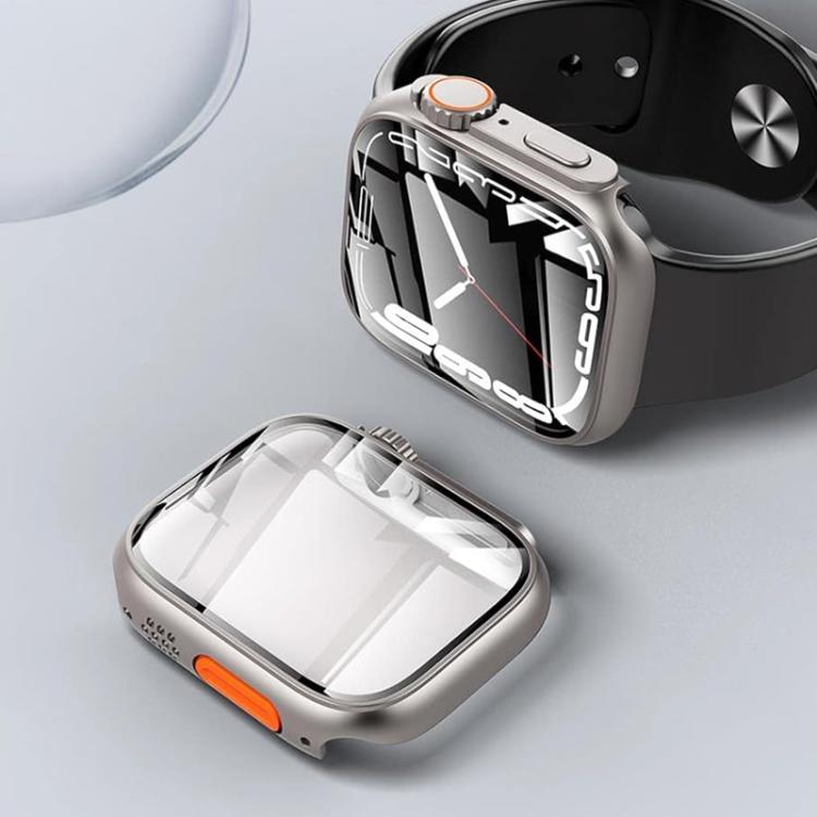 xDfind Change to Ultra 49mm Tempered Glass Film Integrated PC Watch Cover, For Apple Watch Series 9 / 8 / 7 45mm