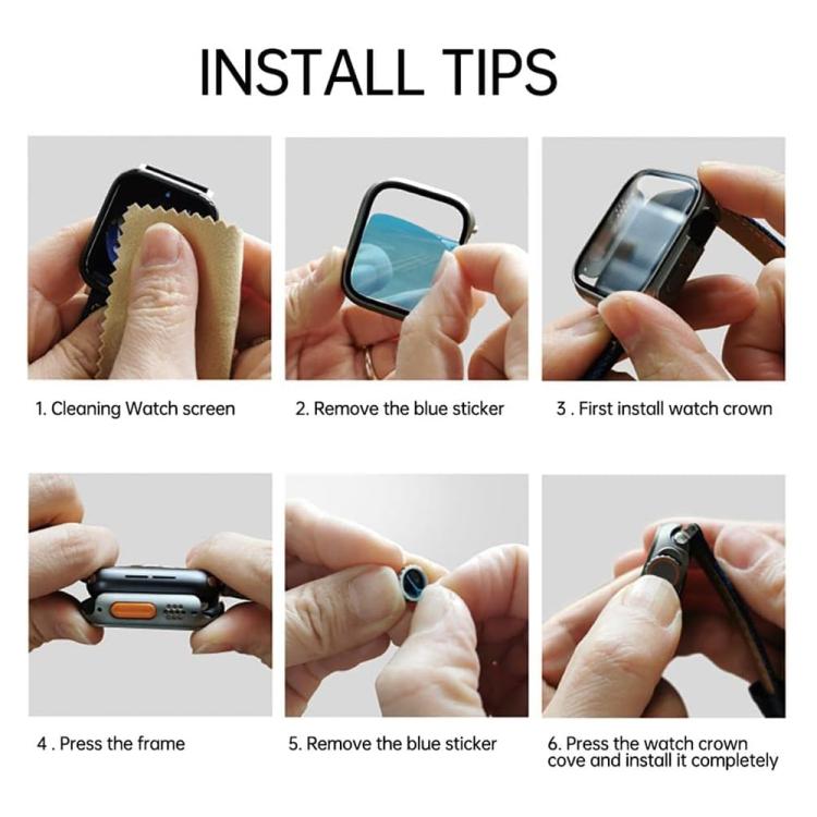 xDfind Change to Ultra 49mm Tempered Glass Film Integrated PC Watch Cover, For Apple Watch Series 9 / 8 / 7 45mm